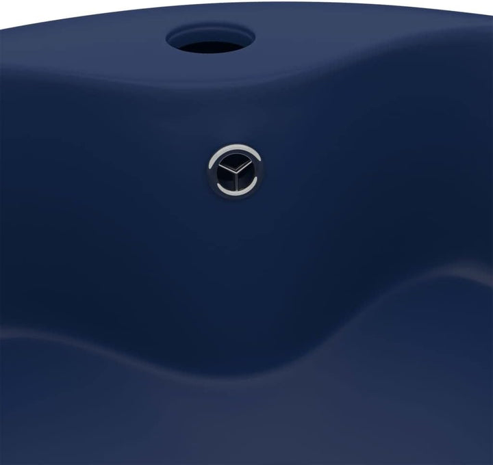 Luxus-Waschbecken mit üBerlauf Matt Dunkelblau 36x13 CM Keramik Waschbecken Waschtisch Aufsatzwaschb