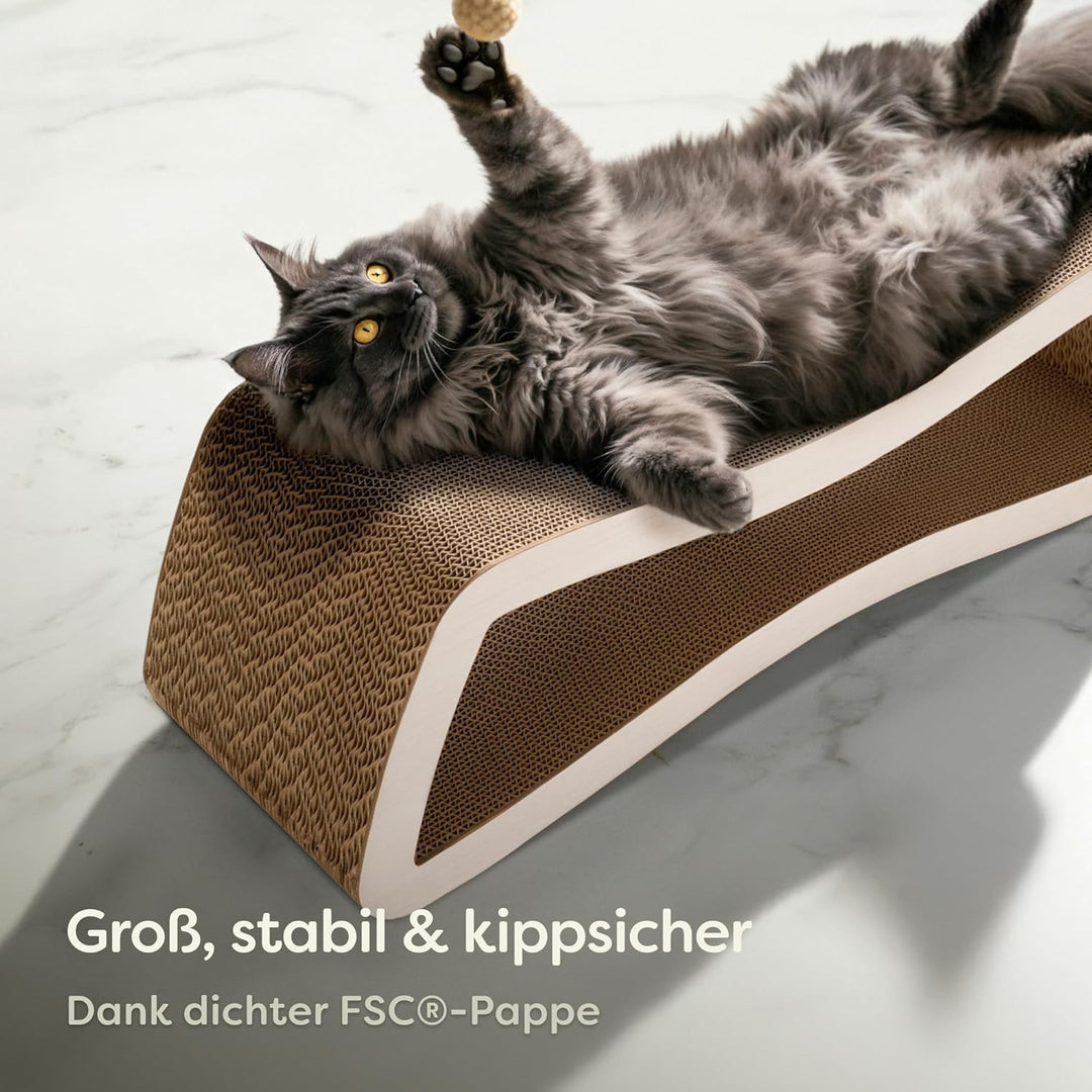 Kratzmöbel Kratzbrett Katze 3-teilig XXL 75cm – Besonders Kratzfeste Kratzpappe zur Krallenpflege –
