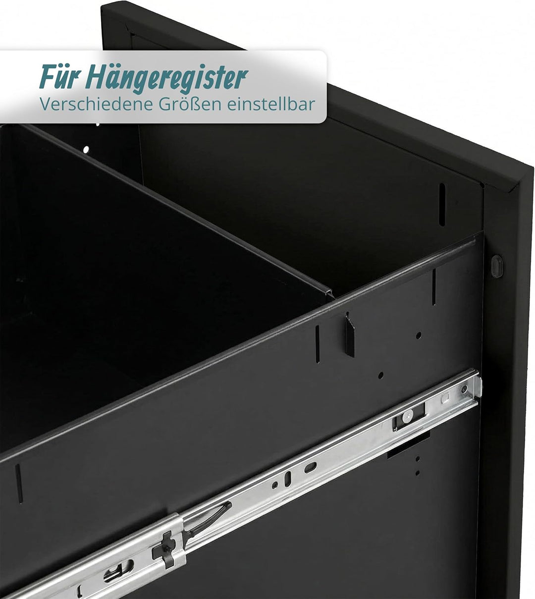 Relaxdays Rollcontainer, 3 Schubladen, HxBxT: 60 x 39 x 52 cm, abschliessbar, Aktenschrank auf Rolle
