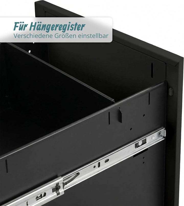 Relaxdays Rollcontainer, 3 Schubladen, HxBxT: 60 x 39 x 52 cm, abschliessbar, Aktenschrank auf Rolle