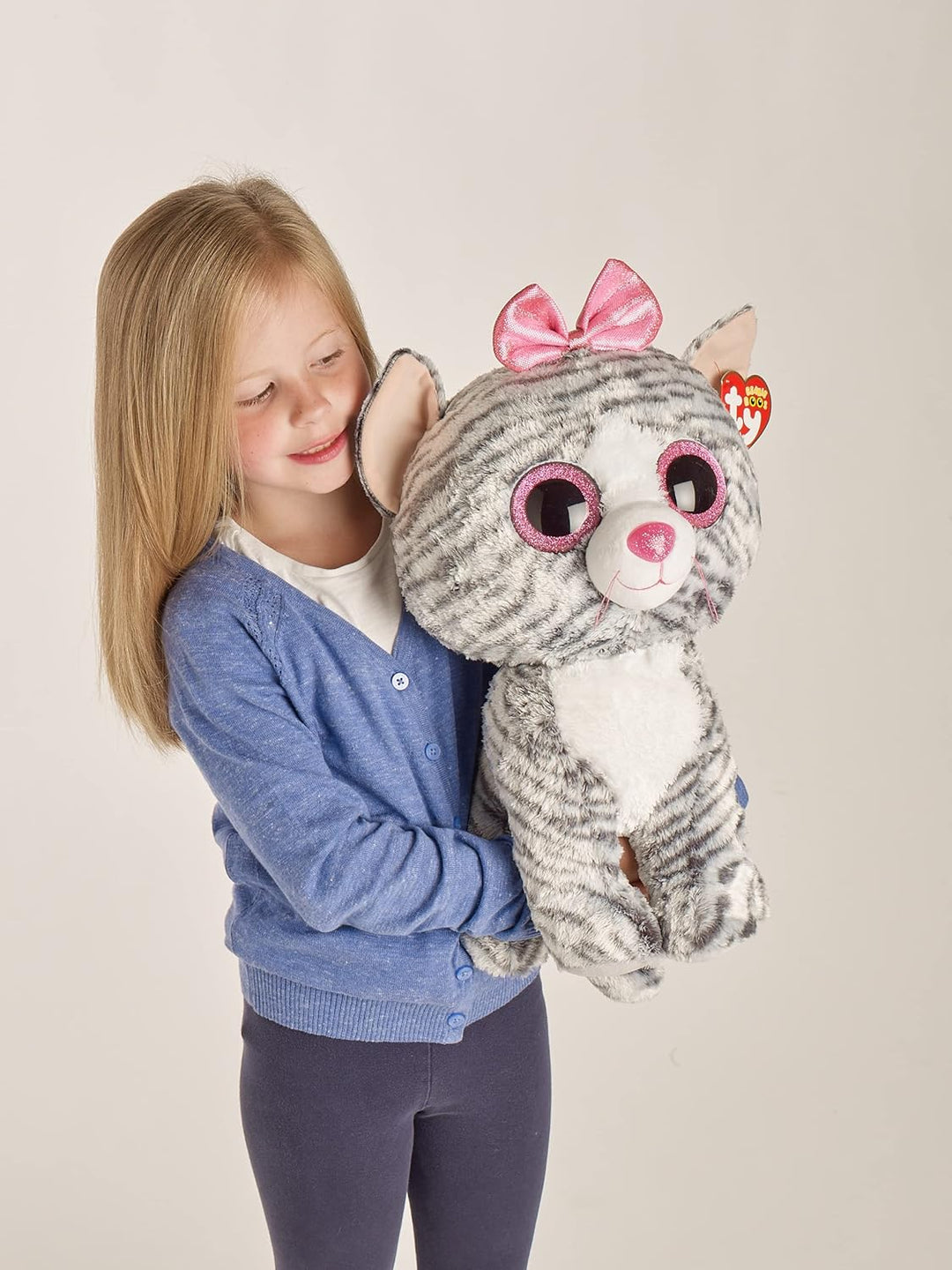 TY Kiki Beanie Boos 36838 Katze MTI Glitzeraugen, Grau Katze Kiki, Katze Kiki