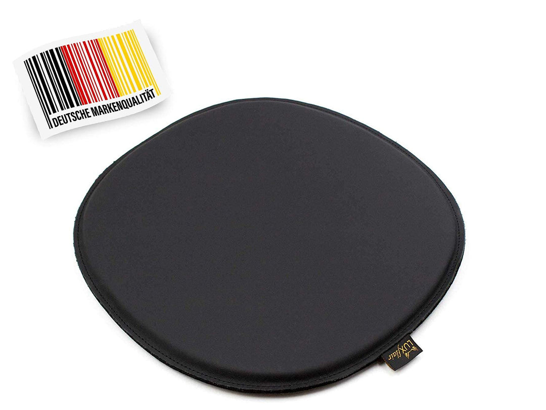 Luxflair Premium Kunst-Leder-Sitzkissen 4er Set oval mit Filz Unterseite in schwarz, gepolstert, Led