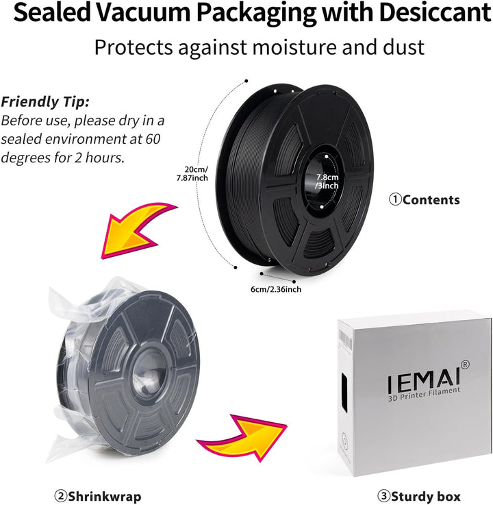IEMAI Nylon Kohlefaser Filament 1Kg, PA6 CF 3D Drucker Filament, Hohe Festigkeit Carbon Fibre 1.75 m