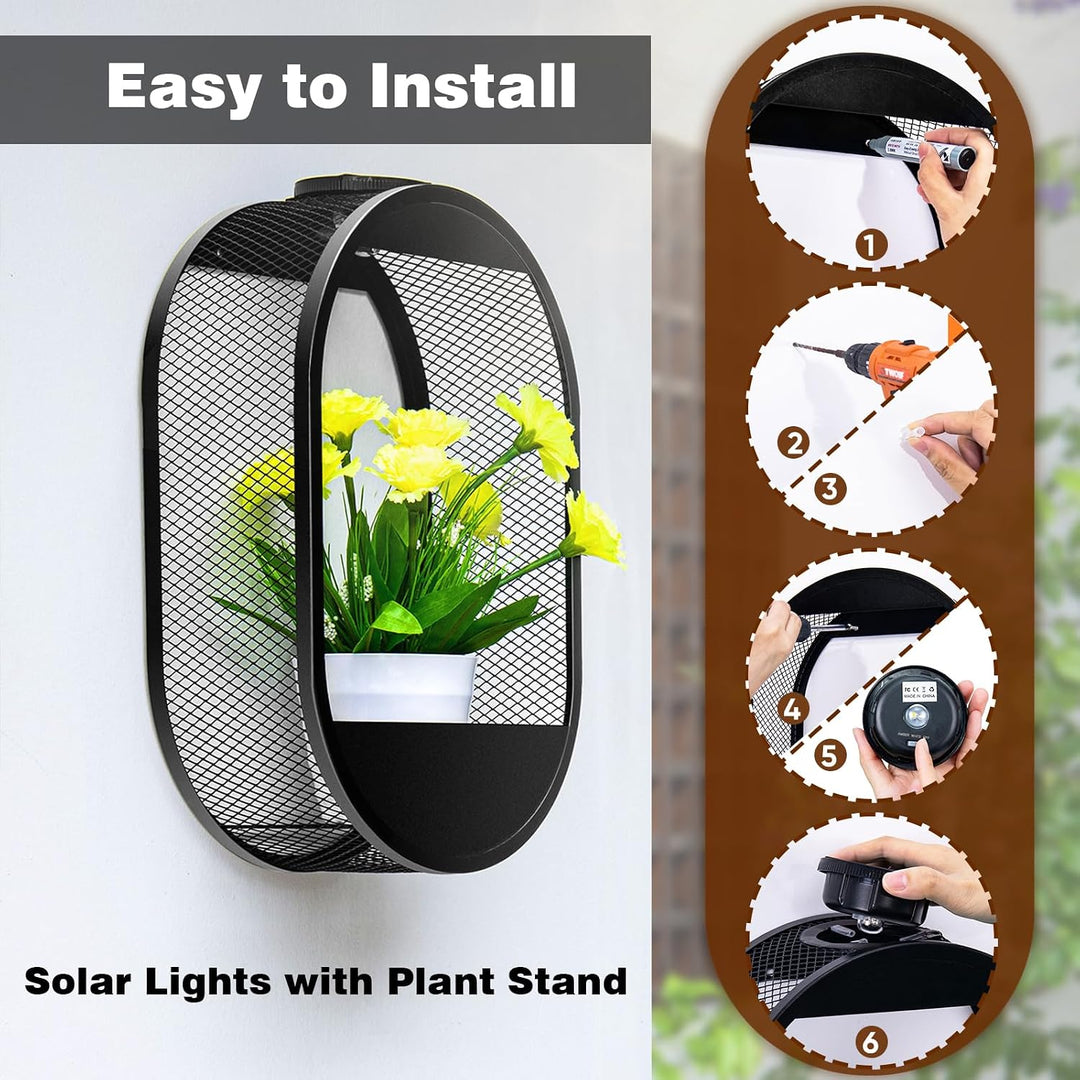 CNAPXAIA Solar-Pflanzenständer mit 2 Lichtmodi – Robustes Gartenregal aus Metall für Pflanzen, wasse