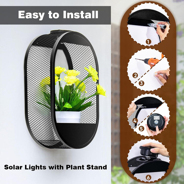CNAPXAIA Solar-Pflanzenständer mit 2 Lichtmodi – Robustes Gartenregal aus Metall für Pflanzen, wasse