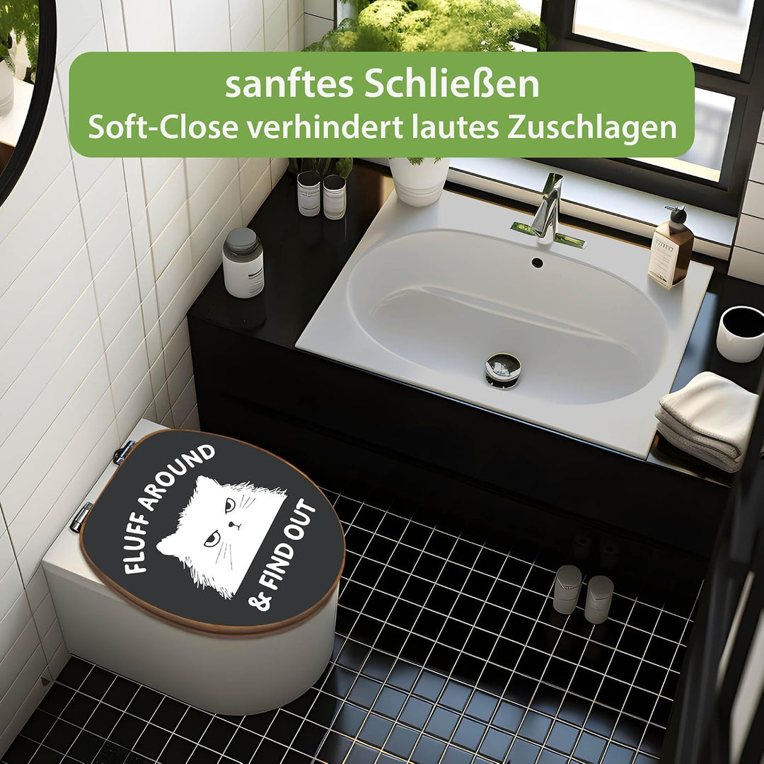 banjado Design WC Sitz Bambus Absenkautomatik 45,8x37,5cm - Toilettendeckel mit Absenkautomatik Holz