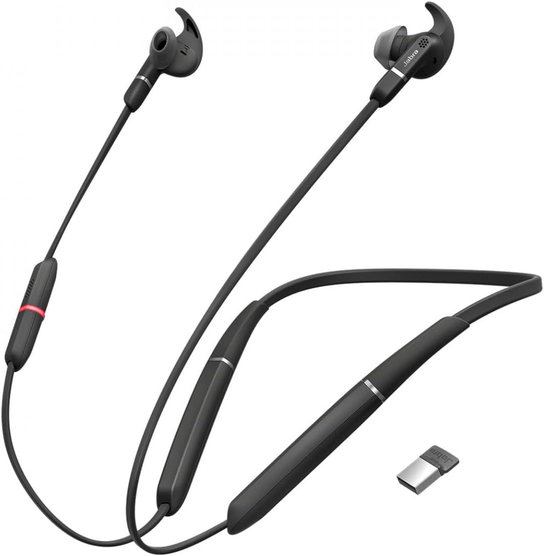 Jabra Evolve 65e In-Ear Headphones – Microsoft Certified Active Noise Cancelling Bluetooth Earbuds w