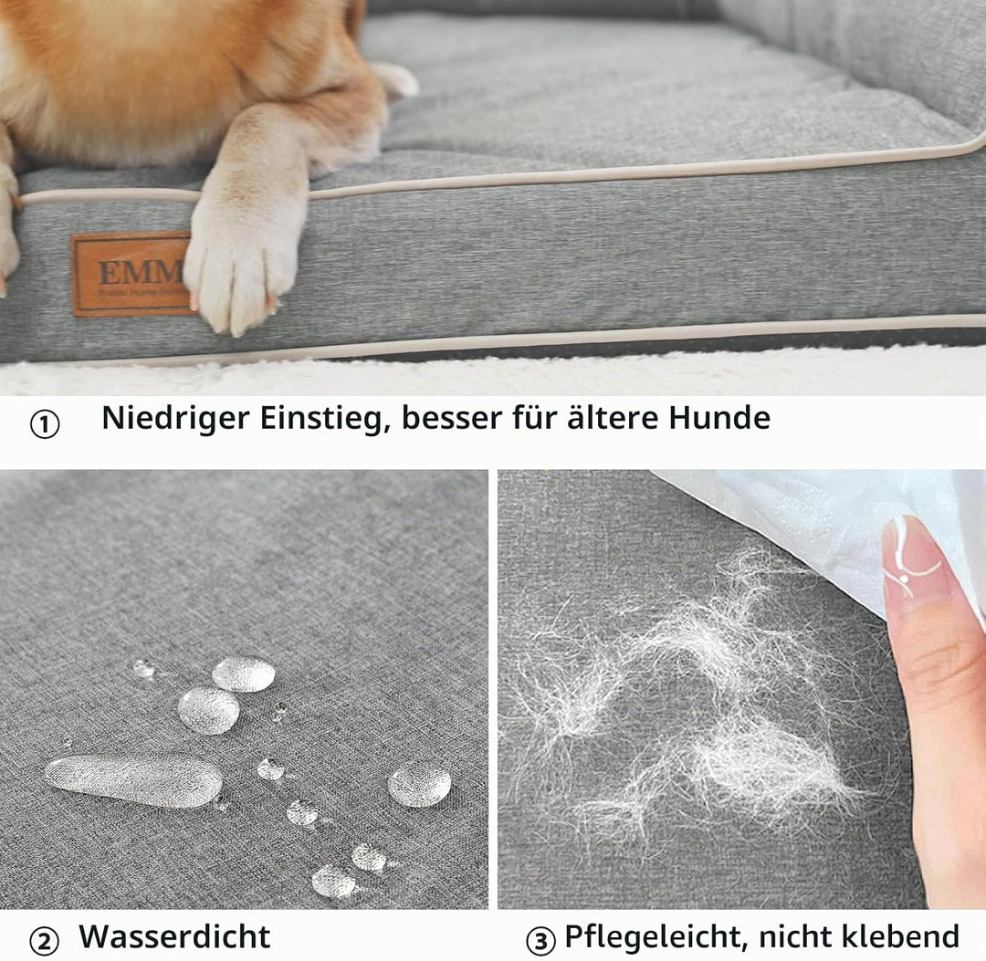 EMME Hundebett Mittelgrosse Hunde, 91X71X23cm, Orthopädisches Hundebett, Memory Foam Hundesofa Wasse