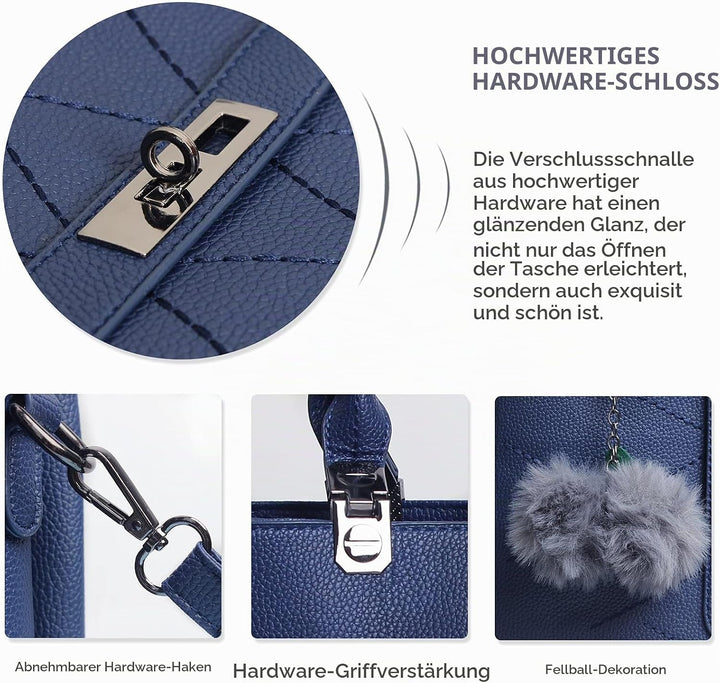 NICOLE &amp; DORIS 2024 Neue Frauen Tasche Damen Leder Handtasche Mode Umhängetasche Mit Pompon abnehmba