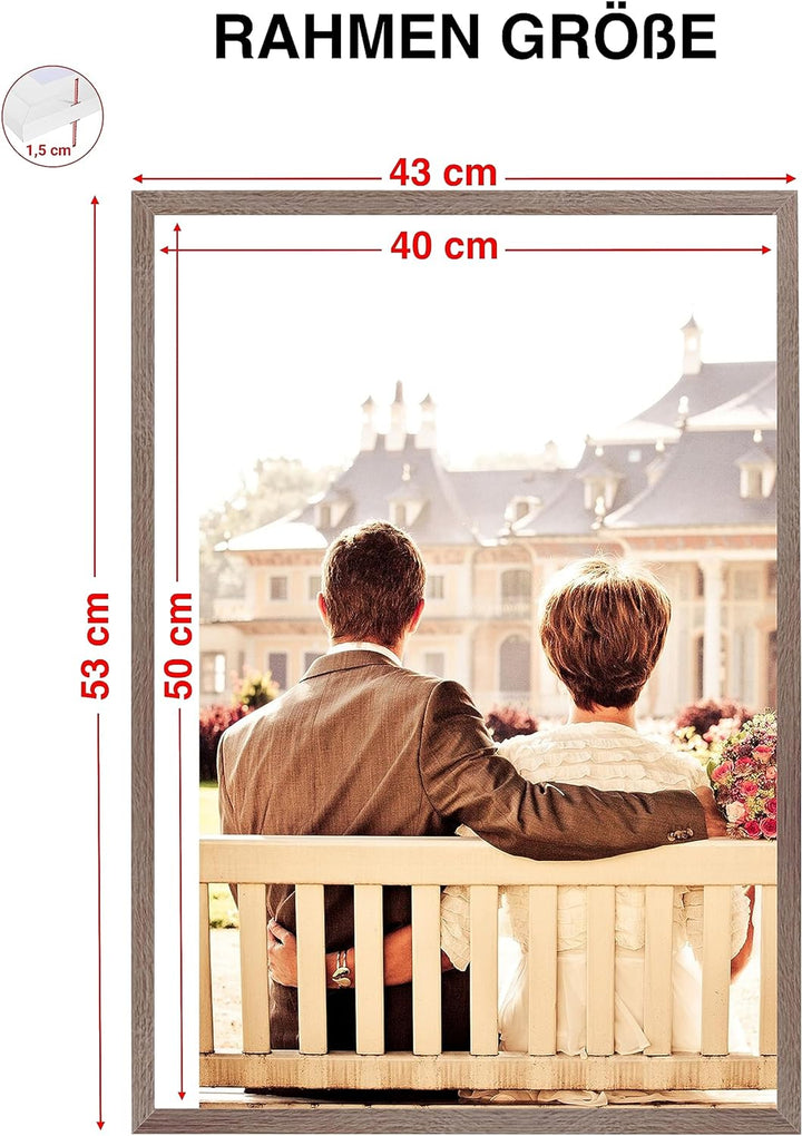 CABBEL Doppelpack (2er Set) Bilderrahmen 40x50 cm, Braun, stabiles MDF-Holz Rahmen, bruchsicherem Pl
