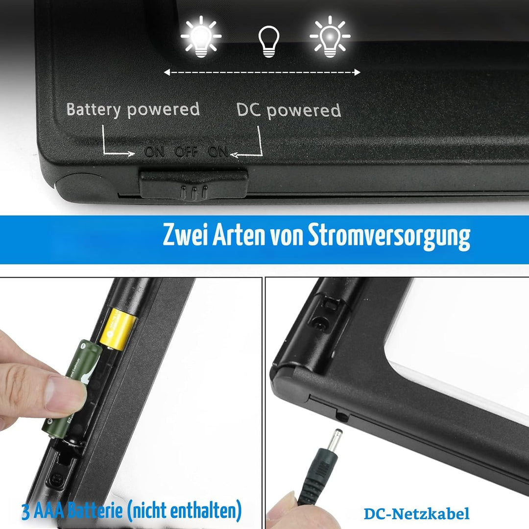 5X Leselupe mit Licht für Senioren Gross, Lupe mit Licht, Dimmbare Lupen mit 50 LED Licht, Grössere
