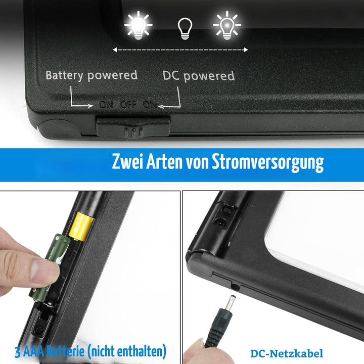 5X Leselupe mit Licht für Senioren Gross, Lupe mit Licht, Dimmbare Lupen mit 50 LED Licht, Grössere
