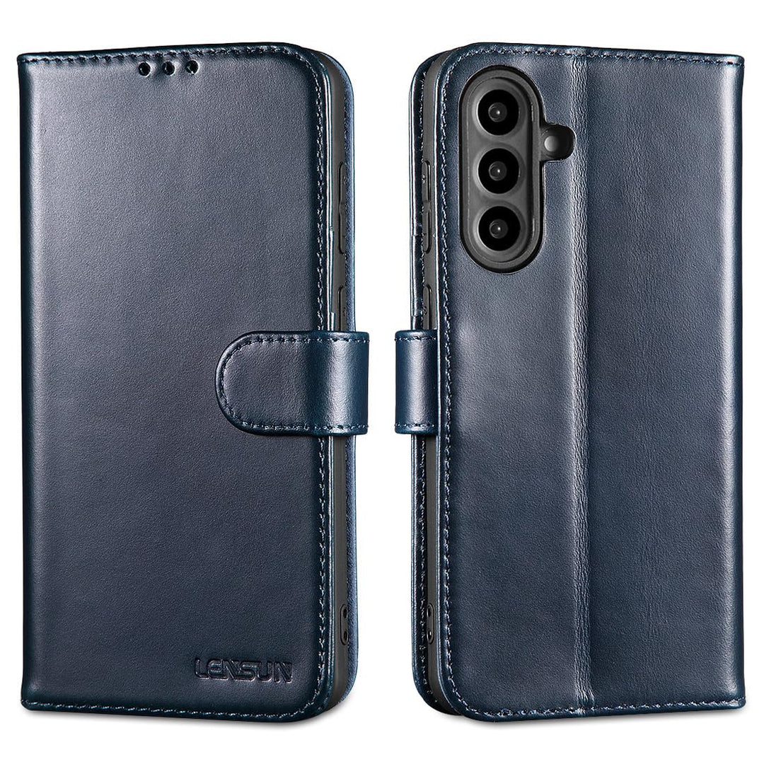LENSUN Echtleder Hülle für Samsung Galaxy A56, Handyhülle [Premium Echtes Leder][Kartenfach][Klappba