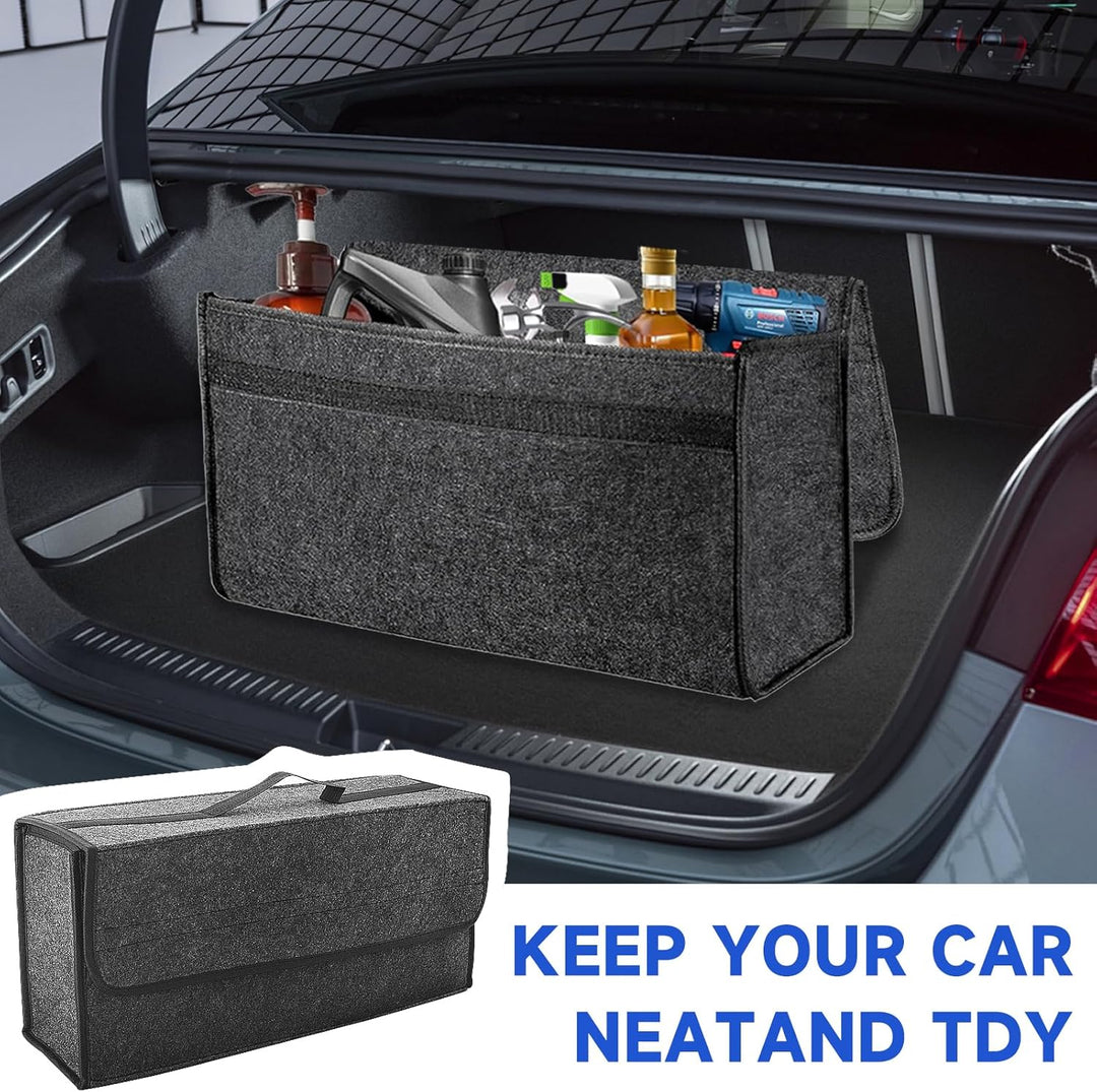 Auto Kofferraum Organizer, Faltbar Kofferraumtasche, Rutschfest Filz Auto Organizer Toolbag mit Klet