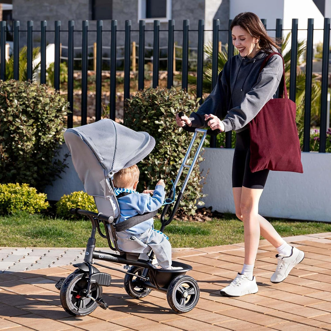 Kinderkraft Freeway 2 Dreirad Kinder mit Schiebegriff, 360° drehbarer Sitz, Freilauf, Schutzbügel, 3