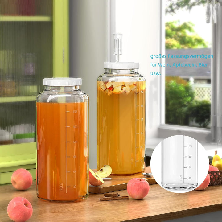 7,6 Litre Gross Fermentierglas mit Luftschleuse - Gärglas Fermentationsgläser Sauerteig Starter Set