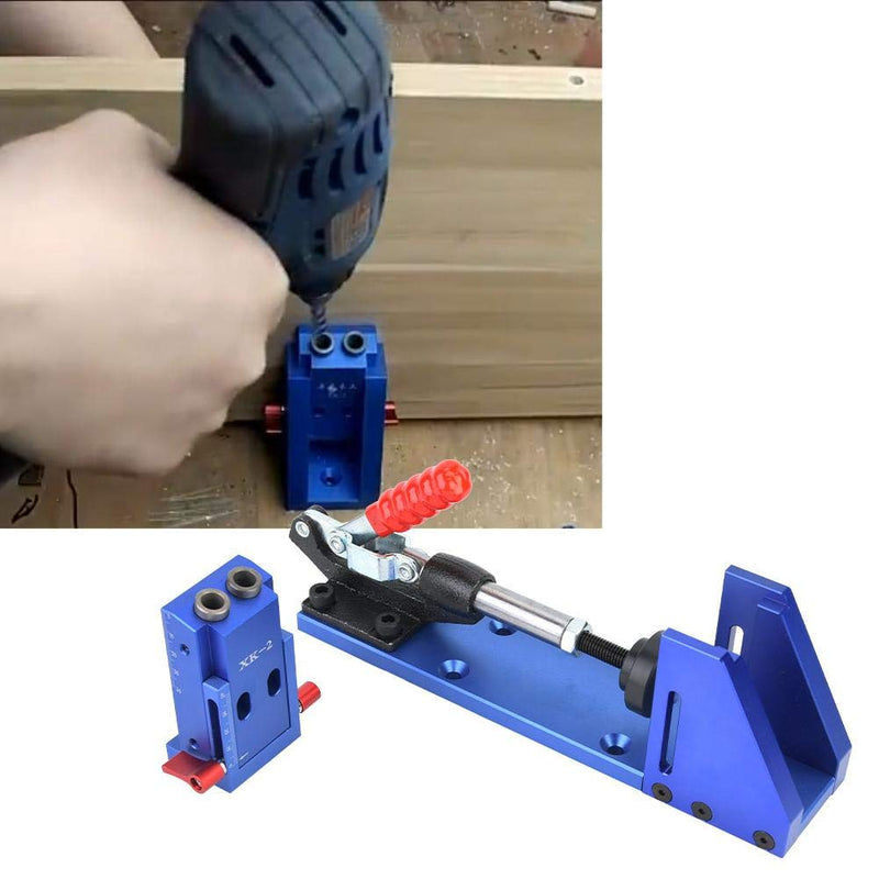 Pocket Hole Screw Jig Kit, Holzbearbeitungswerkzeug Klemmen Pocket Hole Jig mit Kippklemme und Stufe