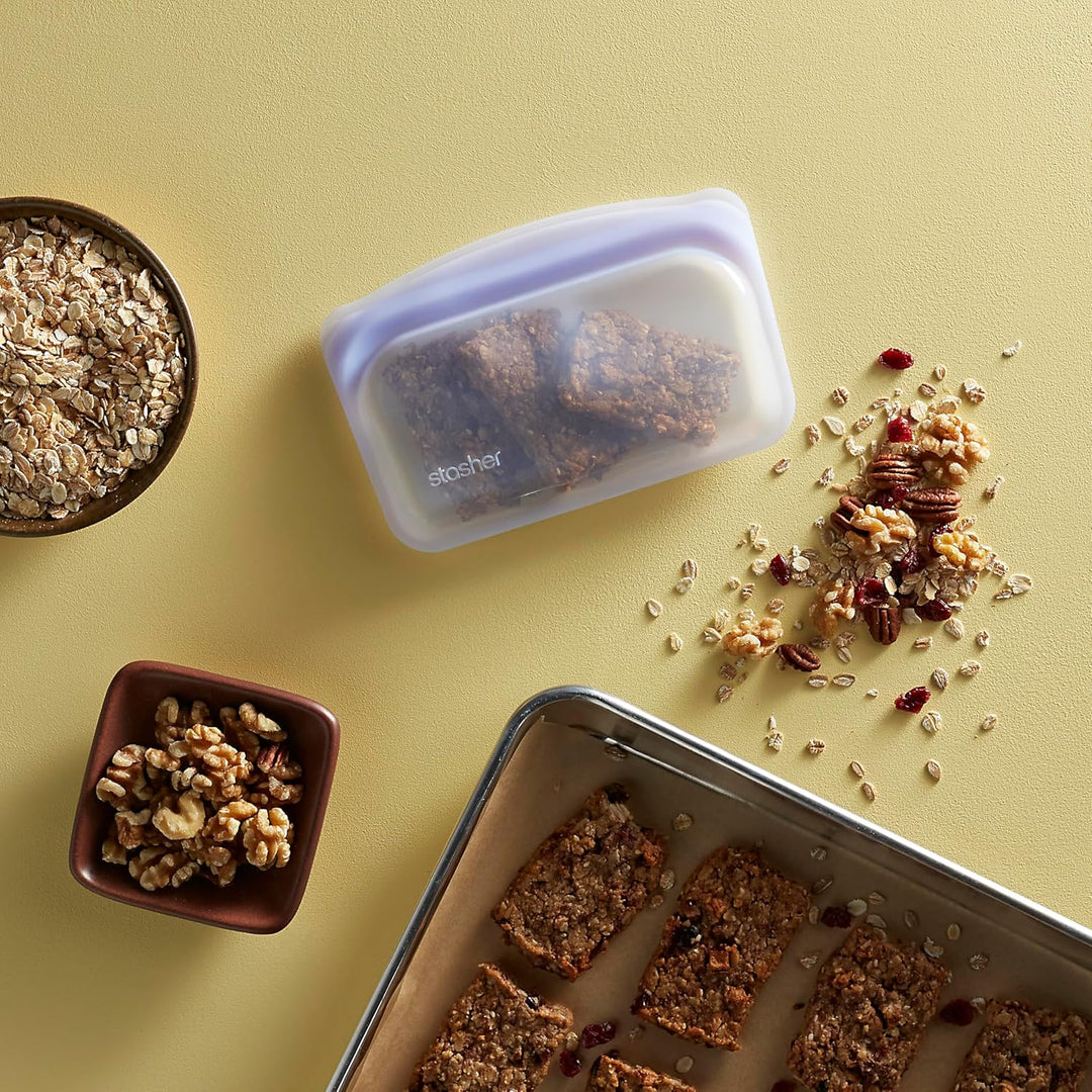 Stasher Bag Premium Silikonbeutel wiederverwendbar für Lebensmittel, Snack-Beutel, Lavendel, Dauerha