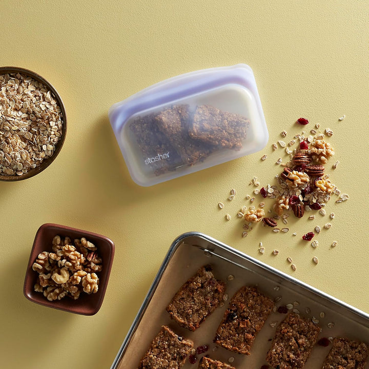 Stasher Bag Premium Silikonbeutel wiederverwendbar für Lebensmittel, Snack-Beutel, Lavendel, Dauerha