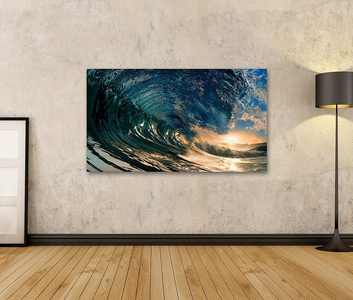 islandburner Bild auf Leinwand Sonnenuntergang Strand Ozean Welle Bilder Wandbilder Poster Leinwand