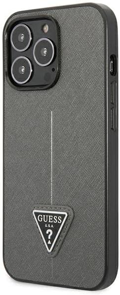 GUESS GUHCP13LPSATLG Hülle für iPhone 13 Pro / 13 6,1" Silber hardcase SaffianoTriangle Logo