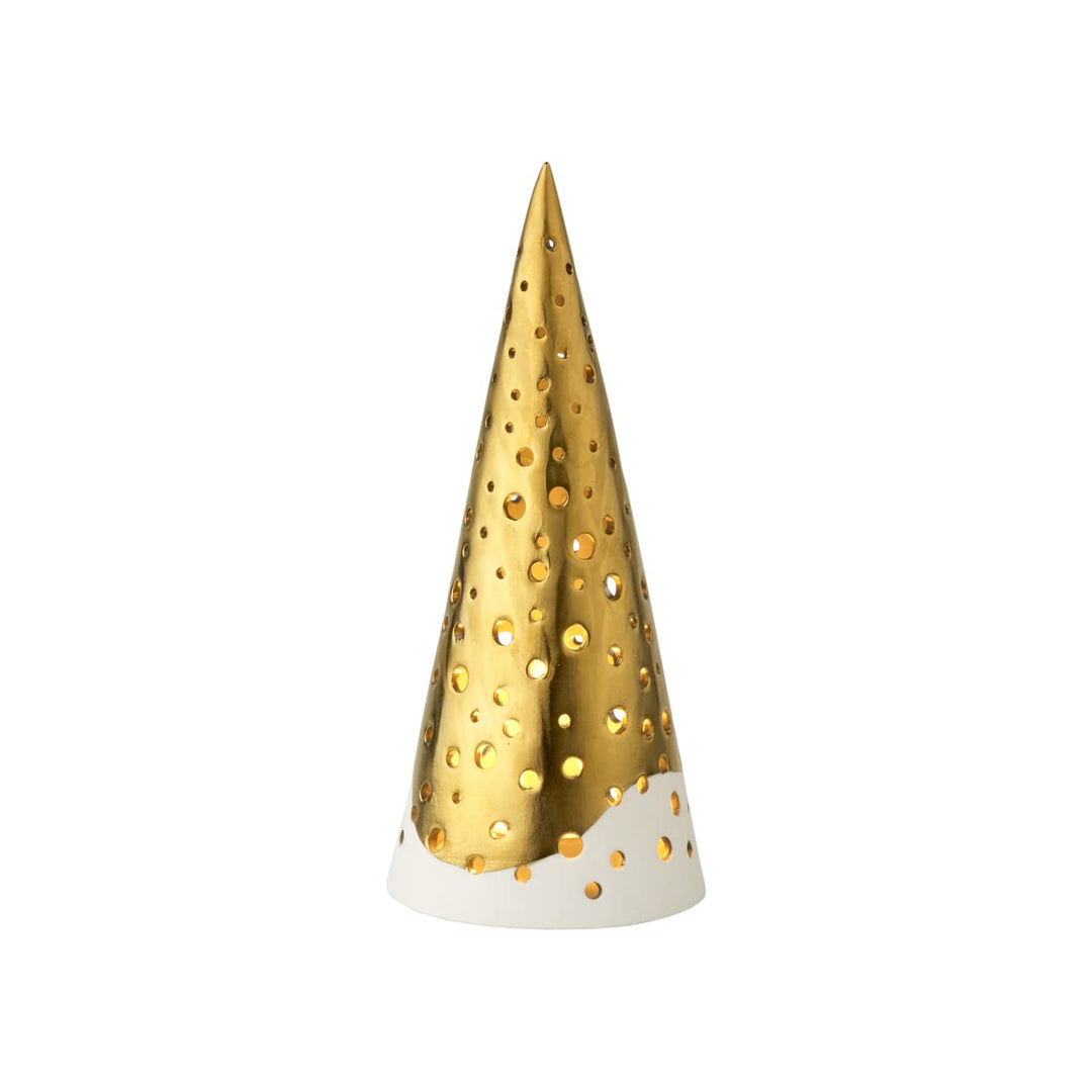 Kähler Teelichthalter hoch H19 cm Nobili Knochenporzellan Satingold, blau H19 cm Gold, H19 cm Gold