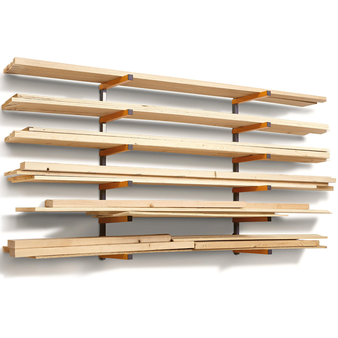 Bora Holzorganizer und Holzaufbewahrung Metallregal mit 6-stufiger Wandhalterung - Innen und Aussen