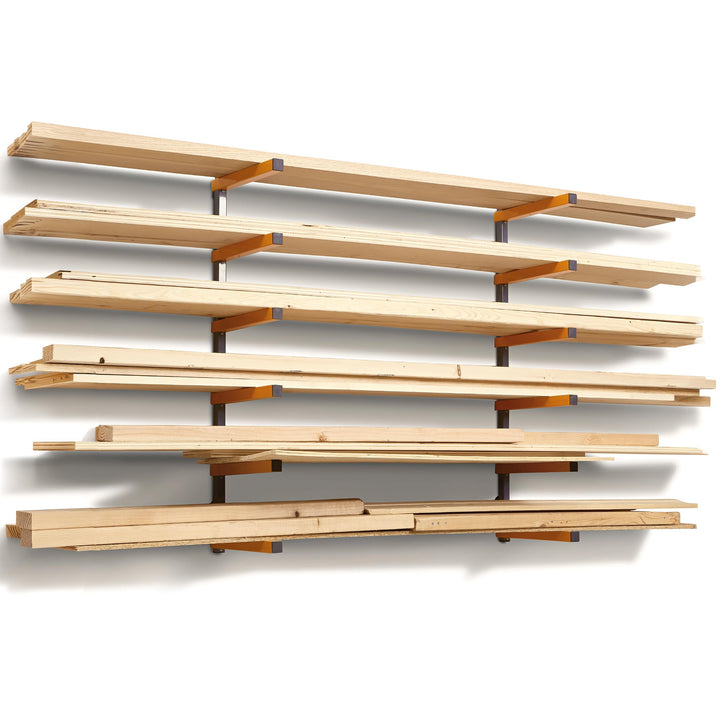 Bora Holzorganizer und Holzaufbewahrung Metallregal mit 6-stufiger Wandhalterung - Innen und Aussen