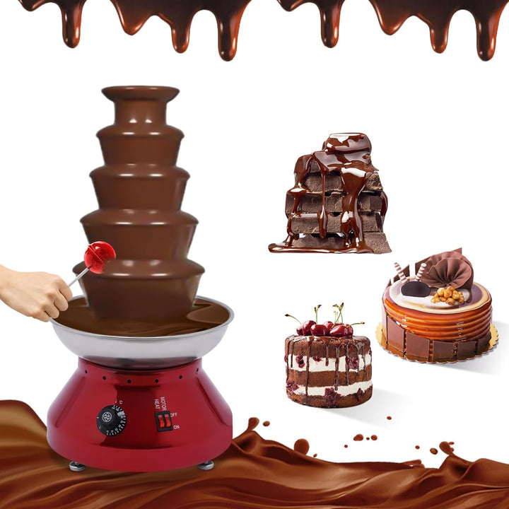 5 Etagen Edelstahl-Schokoladenbrunnen,230W Schokoladenpfannenmaschine,Party-SchoSchokobrunnen,die bi