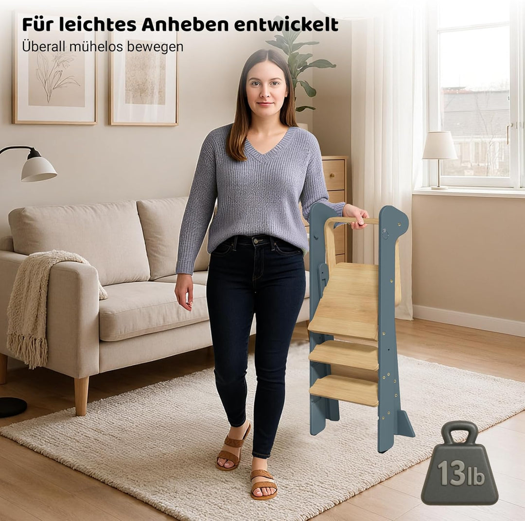 COSYLAND Lernturm ab 1 Jahr klappbar – iF Design Award Gewinner, höhenverstellbarer Lernturm mit Sic