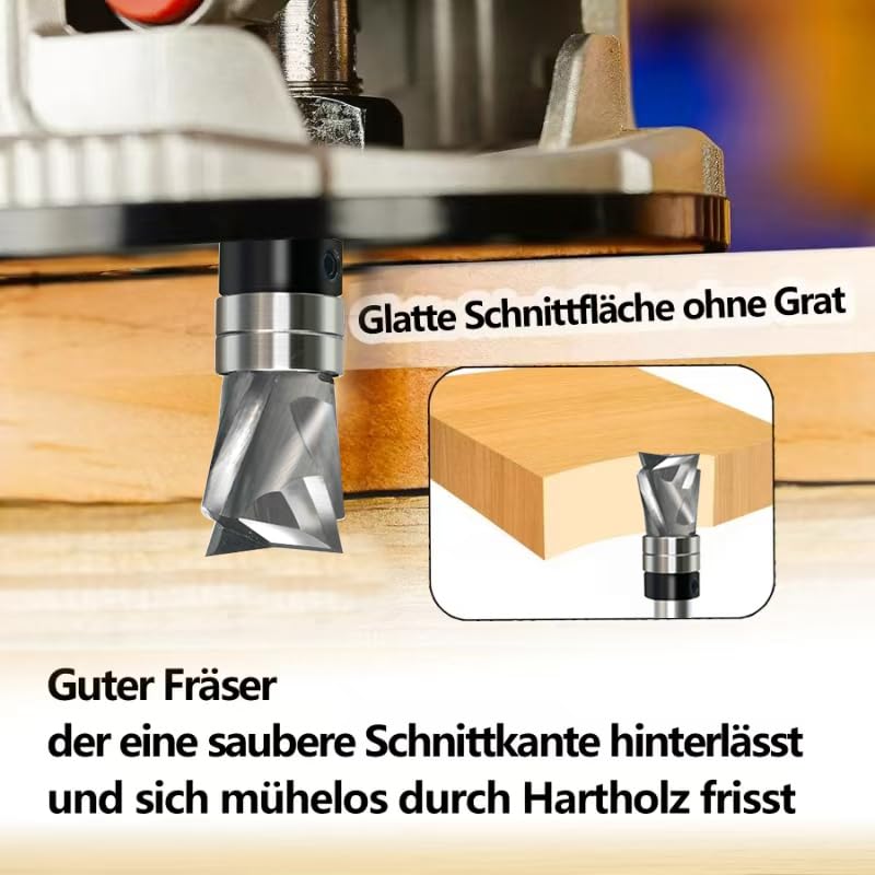 GLRYD Spiralfräser Bündigfräser 8mm Schaft, 12.7mm Schnittlänge, D=12mm, VHM Kompression Spiralnutfr