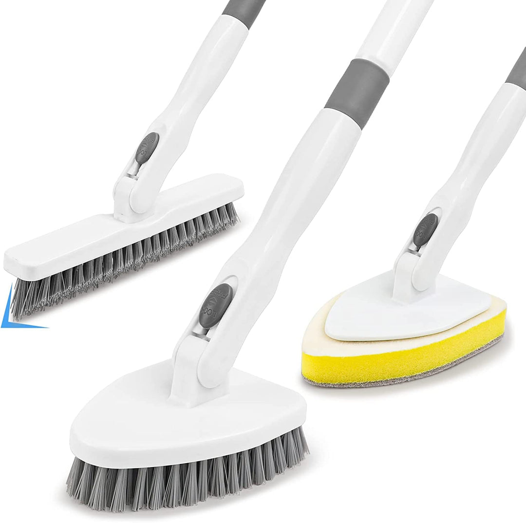 3 in 1 Schrubber mit Stiel, Scrubber Dusche Reinigungsbürste 130.81CM Abnehmbarer Langer Griff steif