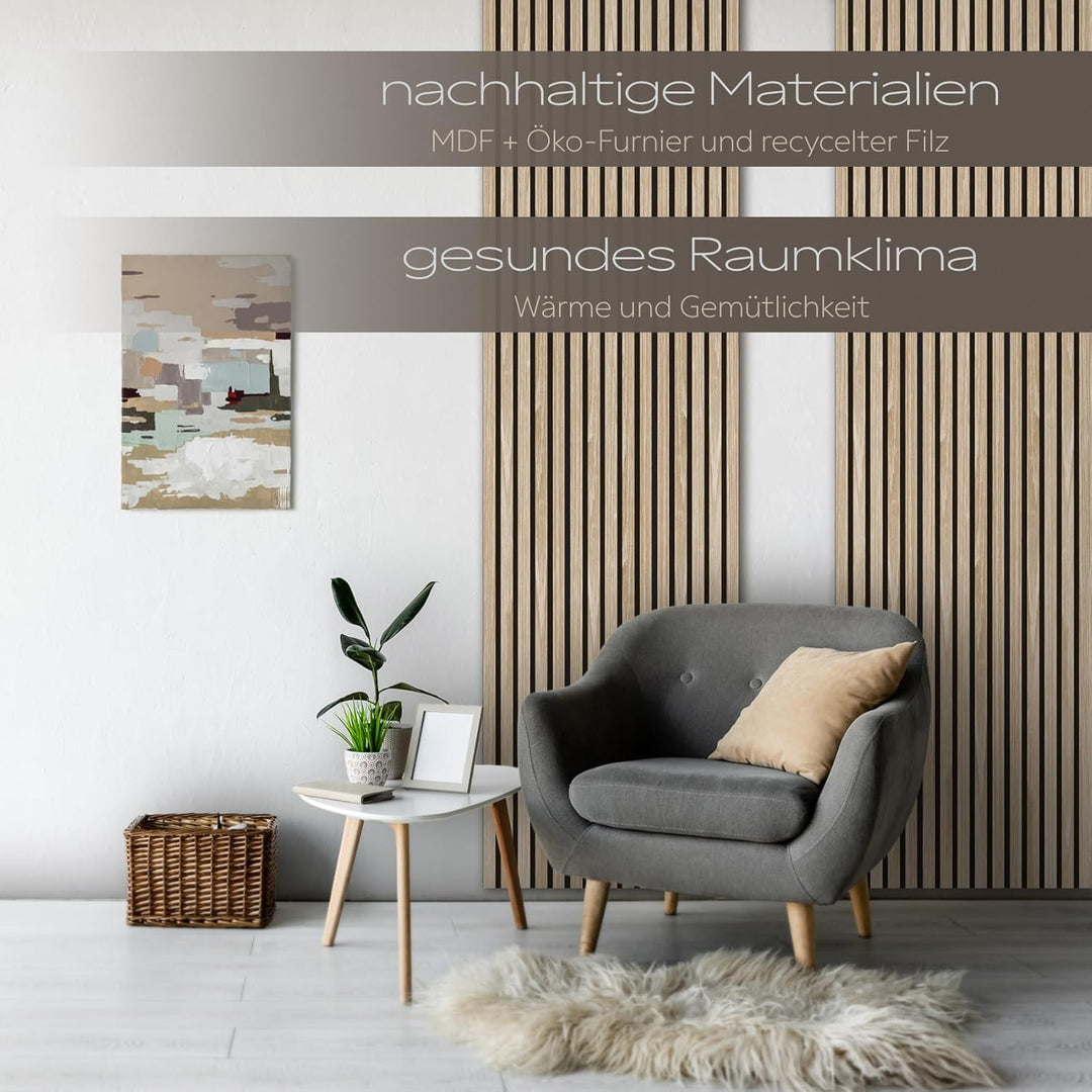 HEXIM Akustikpaneele 6 Stück 138,5x60cm Holz Comfort - flexible Holzpaneele Platten Lamellenwand Hol