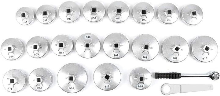 lyrlody 23tlg Alu Ölfilterkappen, Ölfilterschlüssel Set, Ölwechselwerkzeug Druckguss Universal Werkz