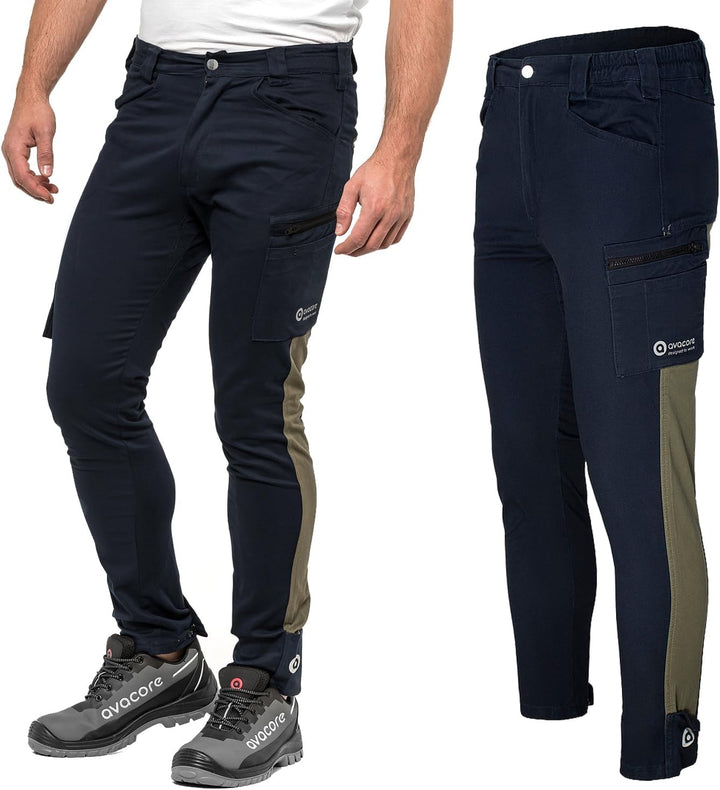 TUBBOS Slim Stretch Arbeitshose Slim Fit-Schnitt Reflektierende Paspeln und Logos 97% Baumwolle 3% E