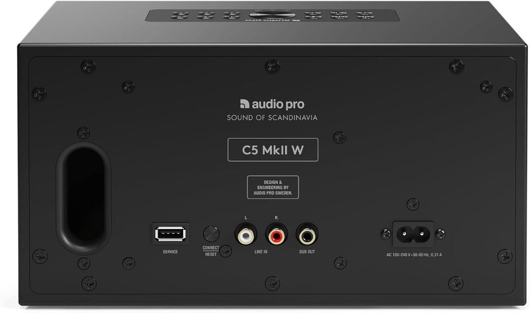 Audio Pro C5 MK II W - WiFi Lautsprecher, kompakte HiFi-Stereoanlage, kabelloser Lautsprecher - Schw