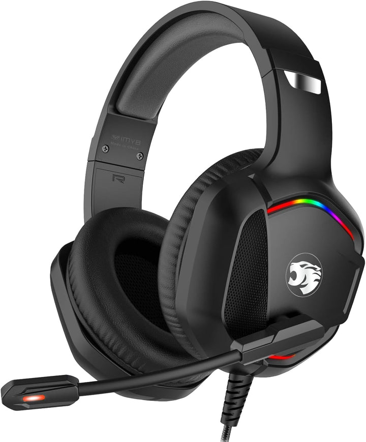 IMYB Gaming Headset mit Katzenohren abnehmbaren, RGB-Licht, Stereo Surround Noise Cancelling, Mikrof