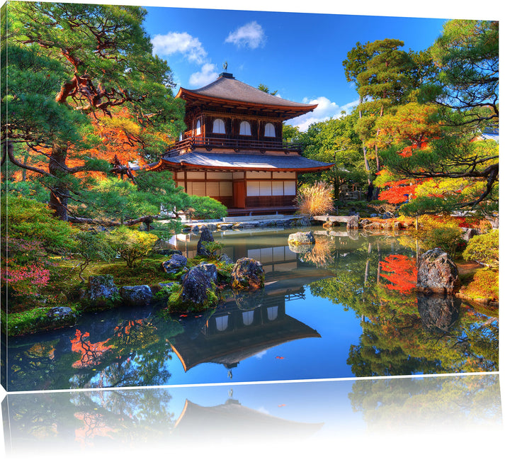 Pixxprint Ginkaku-ji-Tempel in Kyoto als Leinwandbild/Grösse: 100x70 cm/Wandbild/Kunstdruck/fertig b