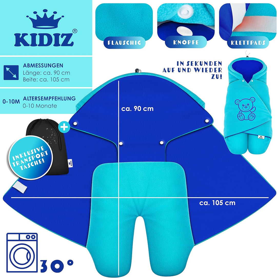 KIDIZ® Baby Einschlagdecke Babyschale Winter Herbst Babydecke mit Tasche Universal Fusssack kompatib