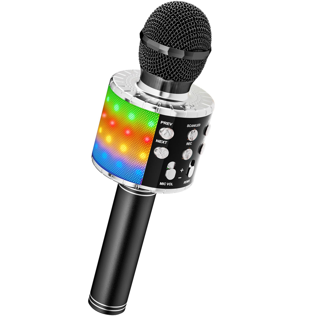 Magic Sing LED Karaoke Mikrofon Kinder, Drahtloses Bluetooth Spielzeug ab 3-12 Jahre Geschenk Mädche