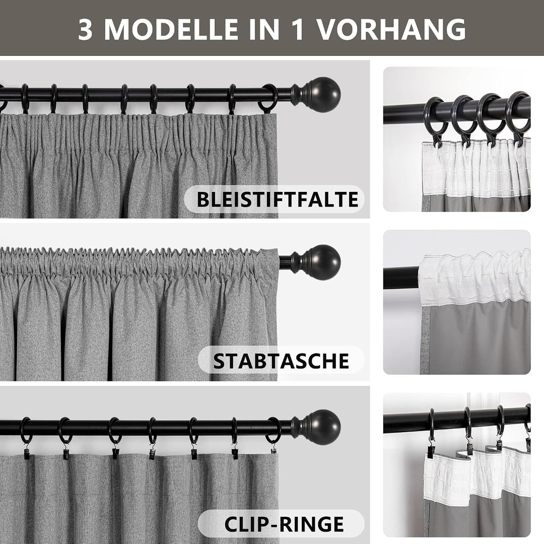 MYSKY HOME Gardinen Blickdichte Vorhänge Schlafzimmer Vorhang Kräuselband Kälteschutz Blackout Curta