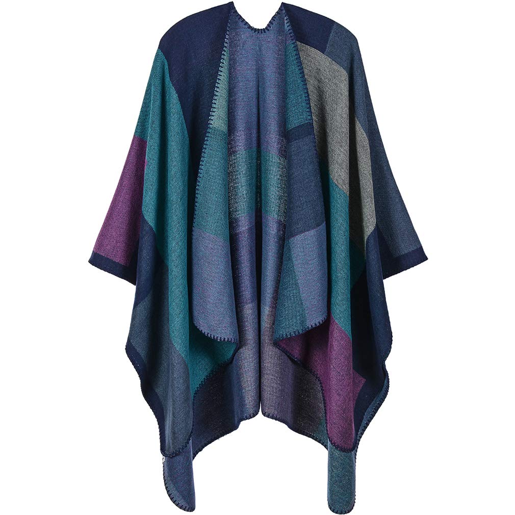 Lifetooler Frauen Poncho Damen Open Front Winterstrickjacke Lady Wendeumhang Bedruckte übergrosse Um