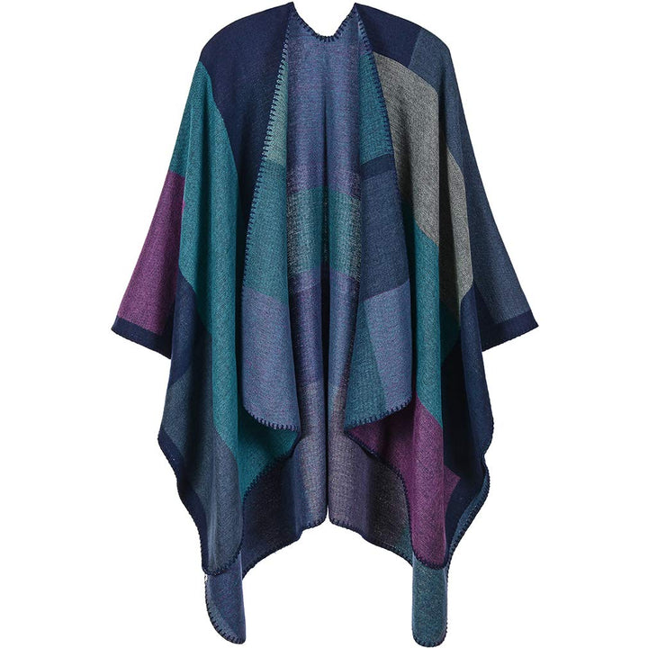 Lifetooler Frauen Poncho Damen Open Front Winterstrickjacke Lady Wendeumhang Bedruckte übergrosse Um