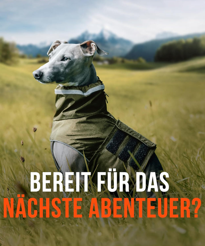 ZAUBERPFOTE® Hunderegenmantel London I Mit extra langem YKK® Reissverschluss für Halsband &amp; Geschirr