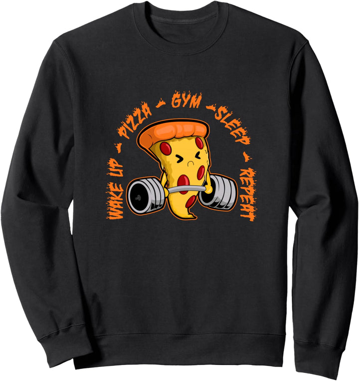 Funny Pizza Gym Sleep Repeat - Sad Aesthetic Edgy Streetwear Sweatshirt