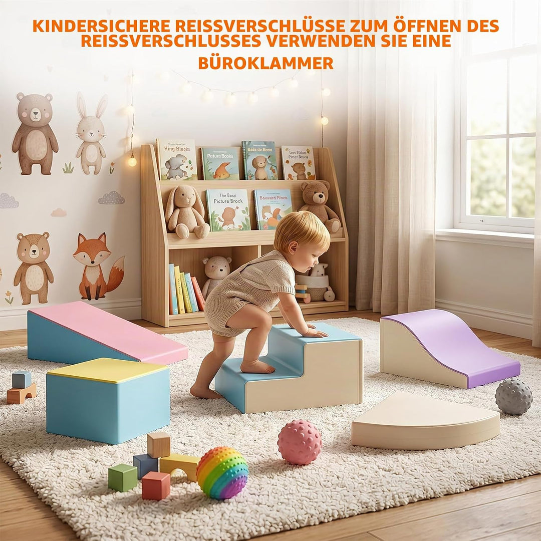 6er Soft Play Corner Climber Set,Motorikspielzeug für Babys & Kleinkinder,Schaumstoff Kletterbaustei