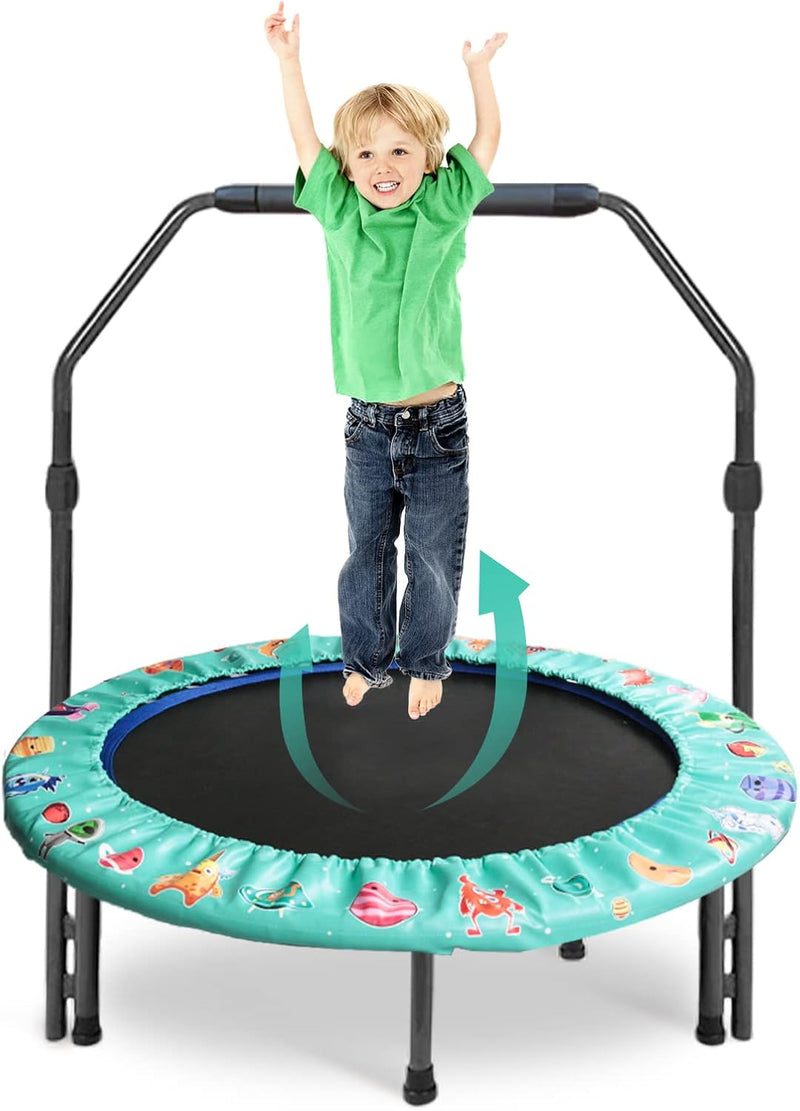 Trampolin für Kinder, 36" Mini Kindertrampolin mit Verstellbarer Griff, Kindertrampolin mit gepolste