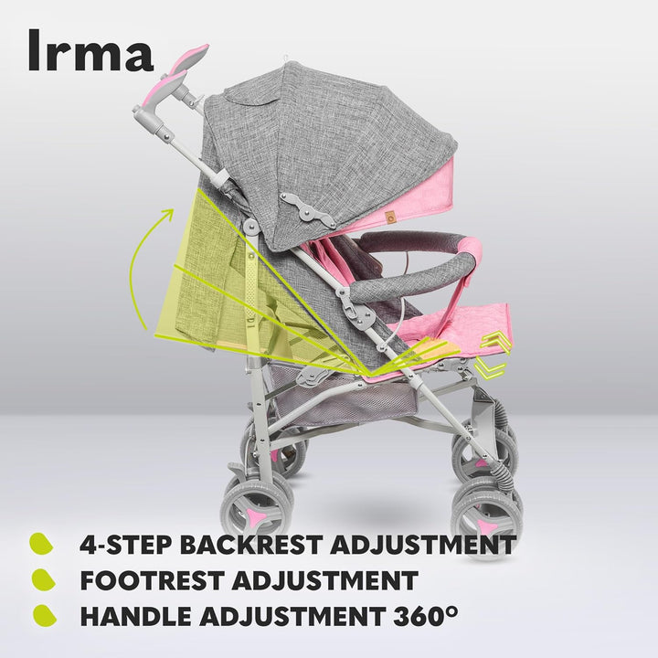 LIONELO Irma Kinderwagen bis 15 kg, Kinderwagen, leichter moderner Kinderwagen mit Liegefunktion, fa