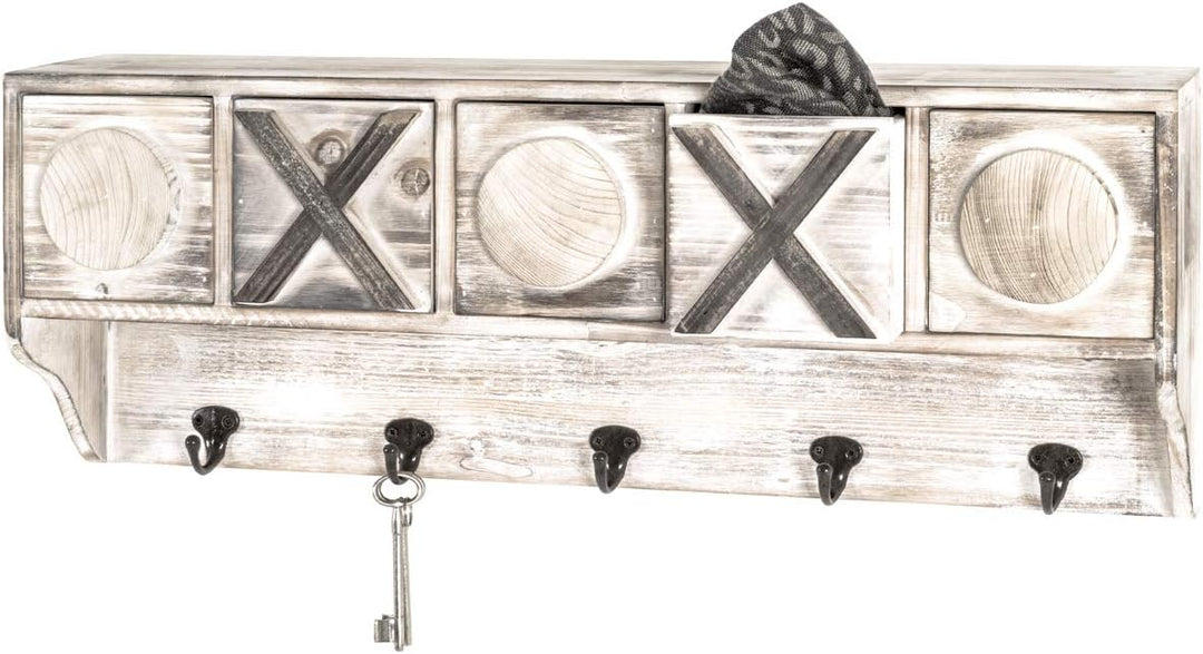 HAKU Möbel Wandgarderobe, Massivholz, vintage, B 65 x T 15 x H 25 cm