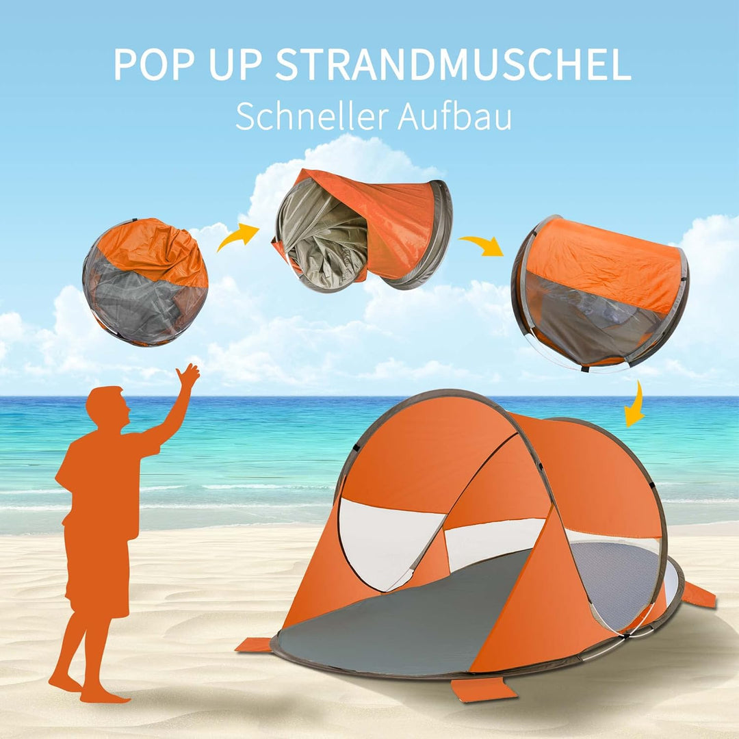 Duhome Strandmuschel Pop Up, Strandzelt für 1-3 Personen Tragbar Beach Zelt mit UV-Schutz Einfacher